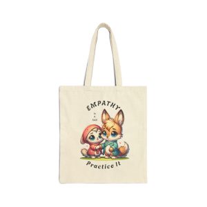 Cute Animals Showing Empathy Cotton Canvas Tote Bag, Cute Animal Tote, Gift For Her, Eco Friendly Reusable Tote